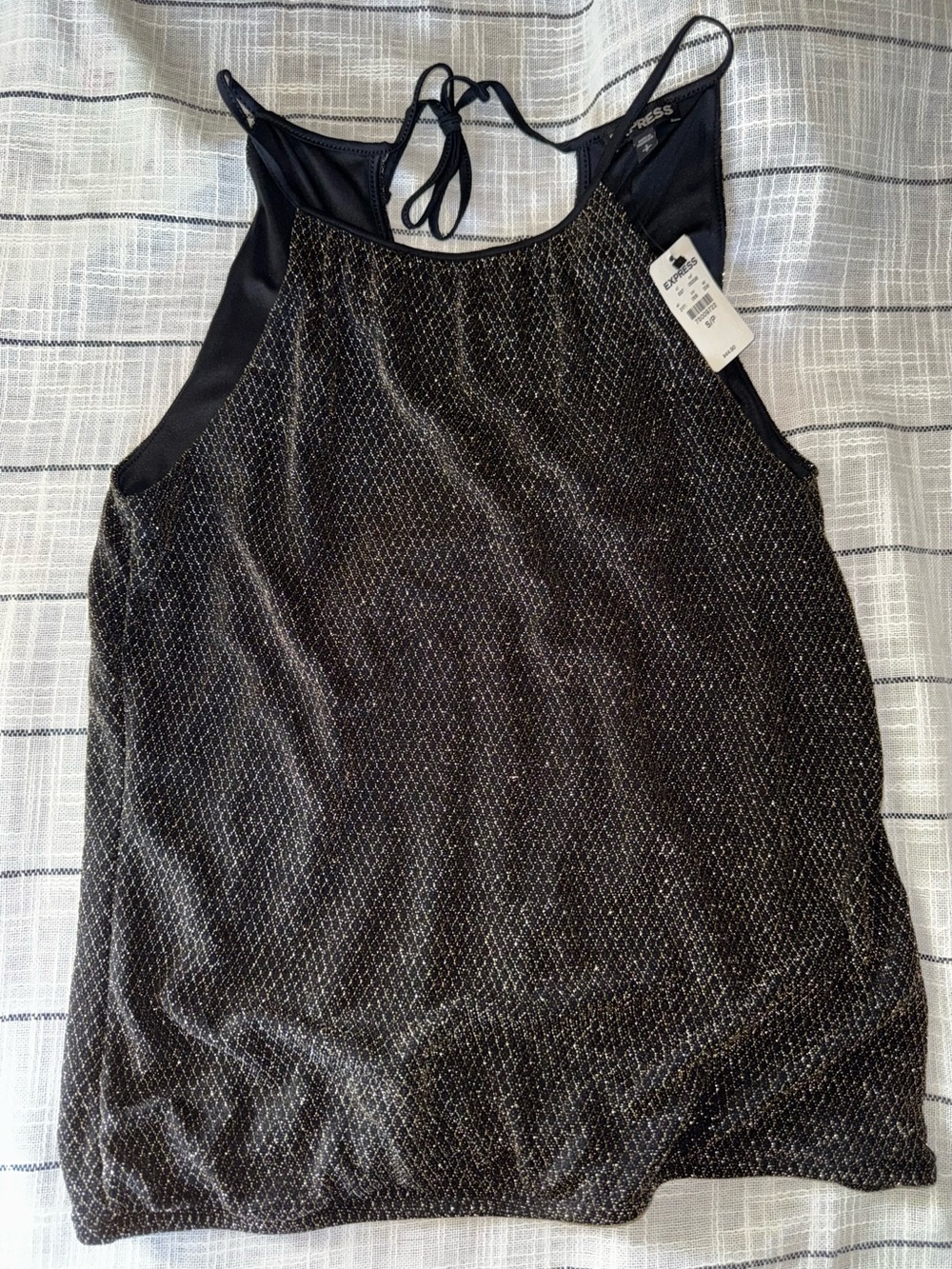 Express Black Metallic Knit Tank Top